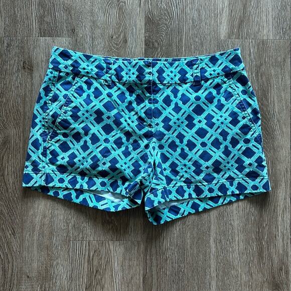 Vineyard Vines Dayboat Lattice Shorts Size 2 Green Blue Low Rise 3" Inseam - Picture 1 of 5